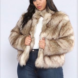 Fashion Nova Natural Color Faux Fur Coat